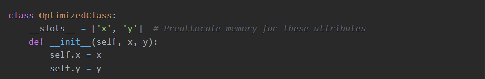 Optimizing Python Code with Memory Optimization with slots