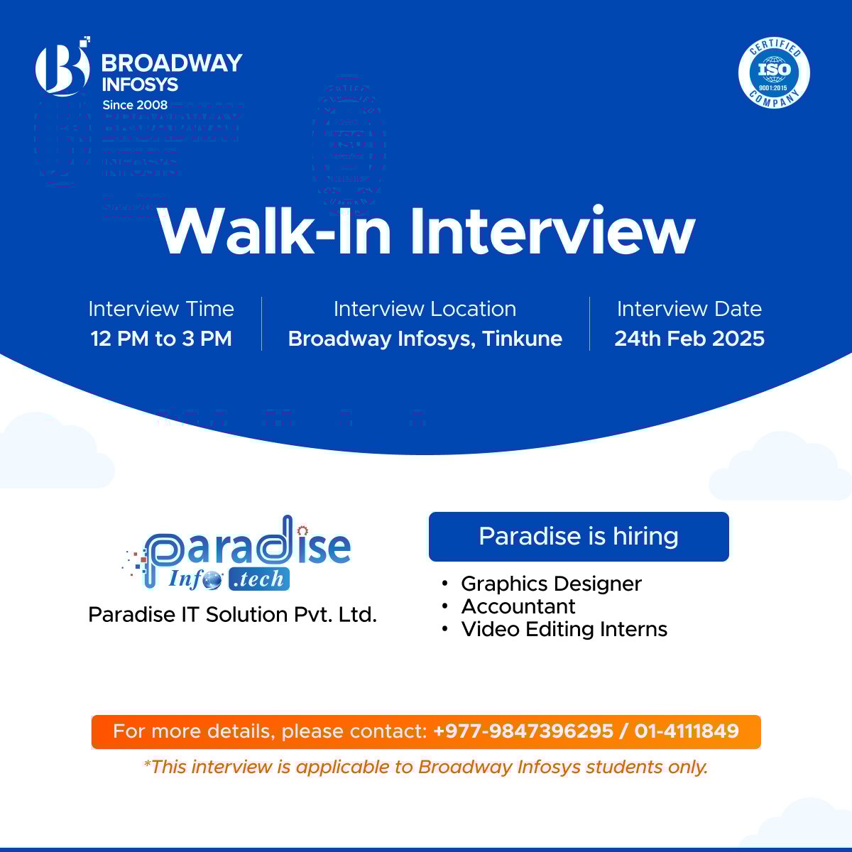 Walk-In-Interview for Paradise IT Solution Pvt. Ltd.