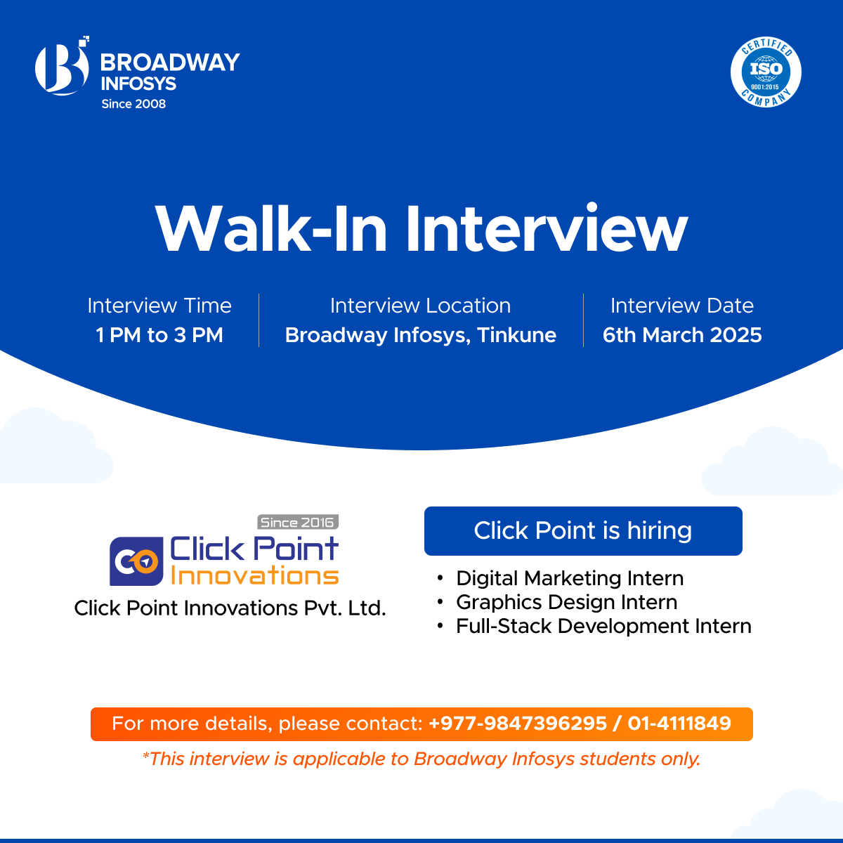 Walk-in Interview 6th March 2025