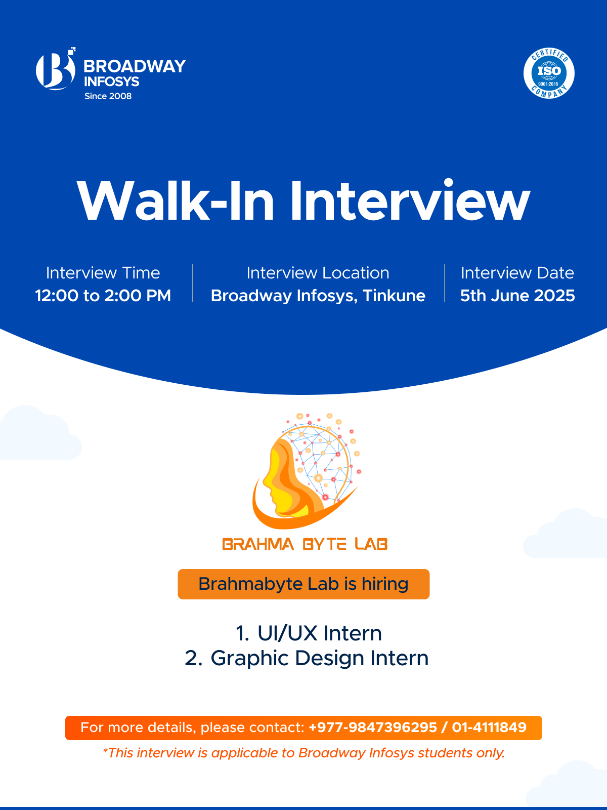 Walk-In-Interview (Brahmabyte Lab Pvt. Ltd.)