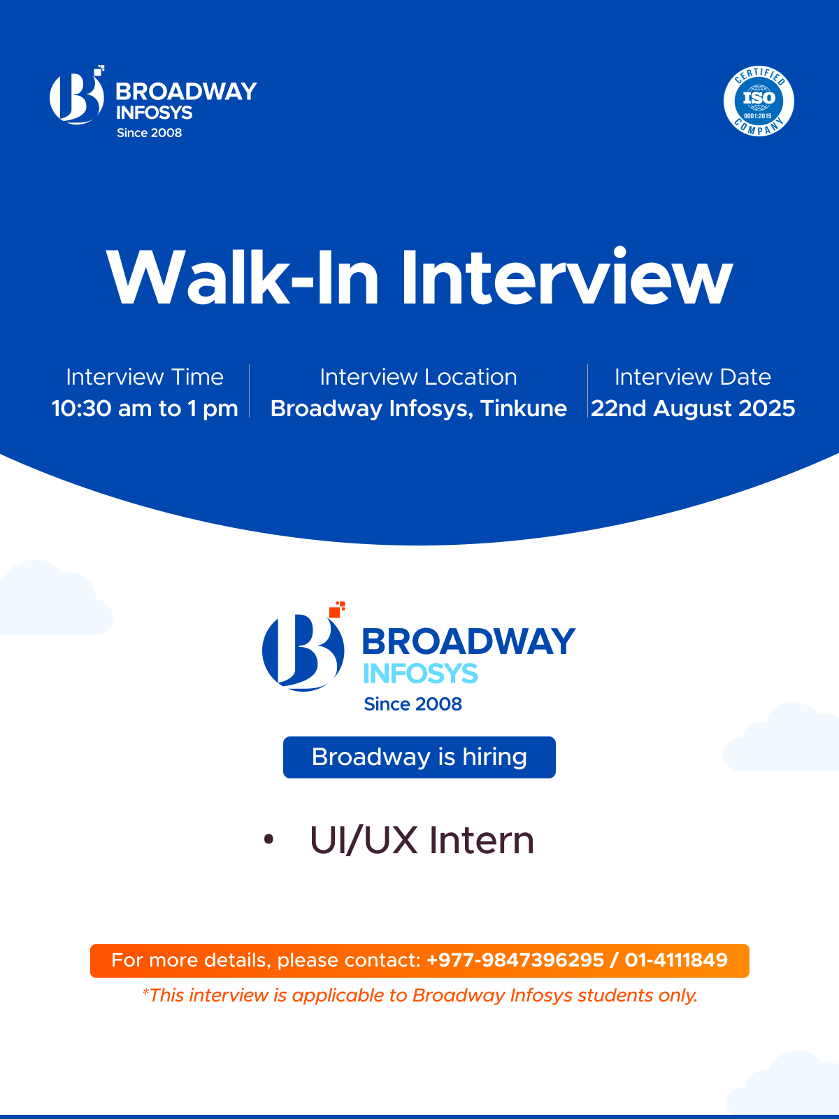 Walk-In-Interview for Broadway Infosys