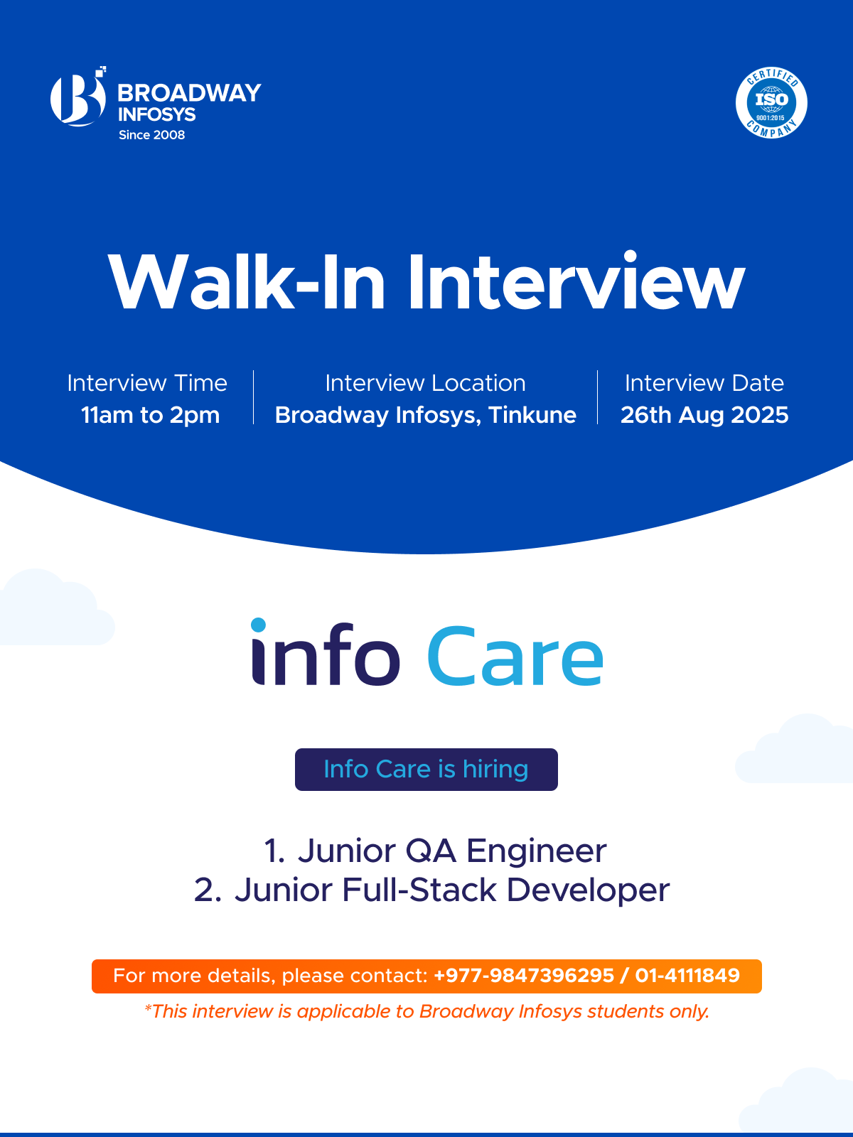 Walk-in Interview for Information Care Pvt. Ltd