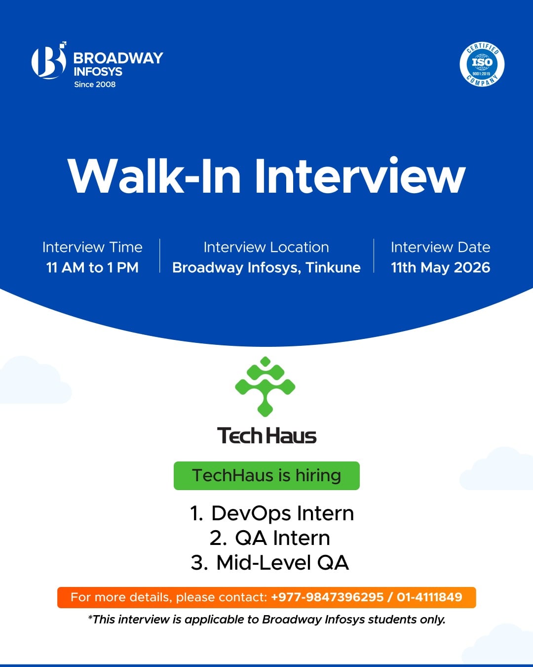 Walk-in Interview for TechHaus Pvt. Ltd