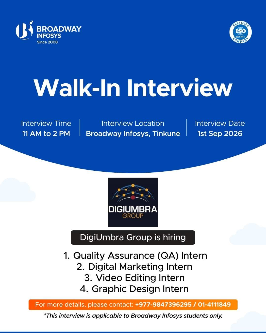 Walk-in Interview for DigiUmbra Group