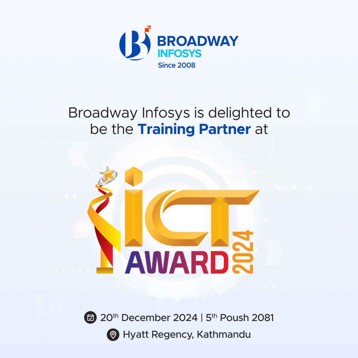 Broadway Infosys the Training Partner at ICT Award 2024