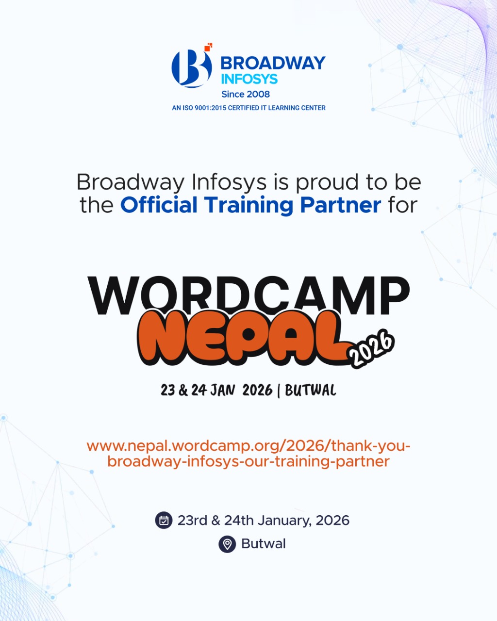 Proud to join WordCamp Nepal 2026 as the Official Training Partner!