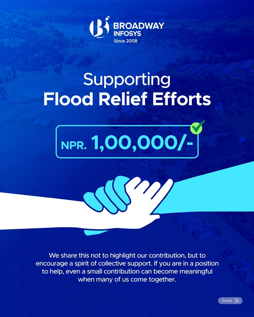 Broadway Infosys Contributes to PM Disaster Relief Fund for Flood-Affected Families
