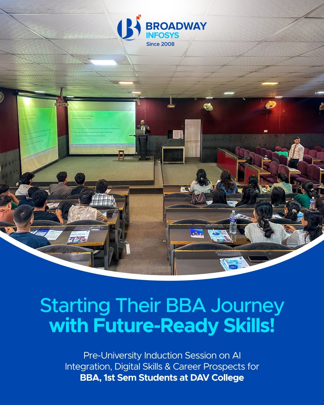 DAV College BBA 1st Semester Students Attend Pre-University Induction on AI & Digital Skills