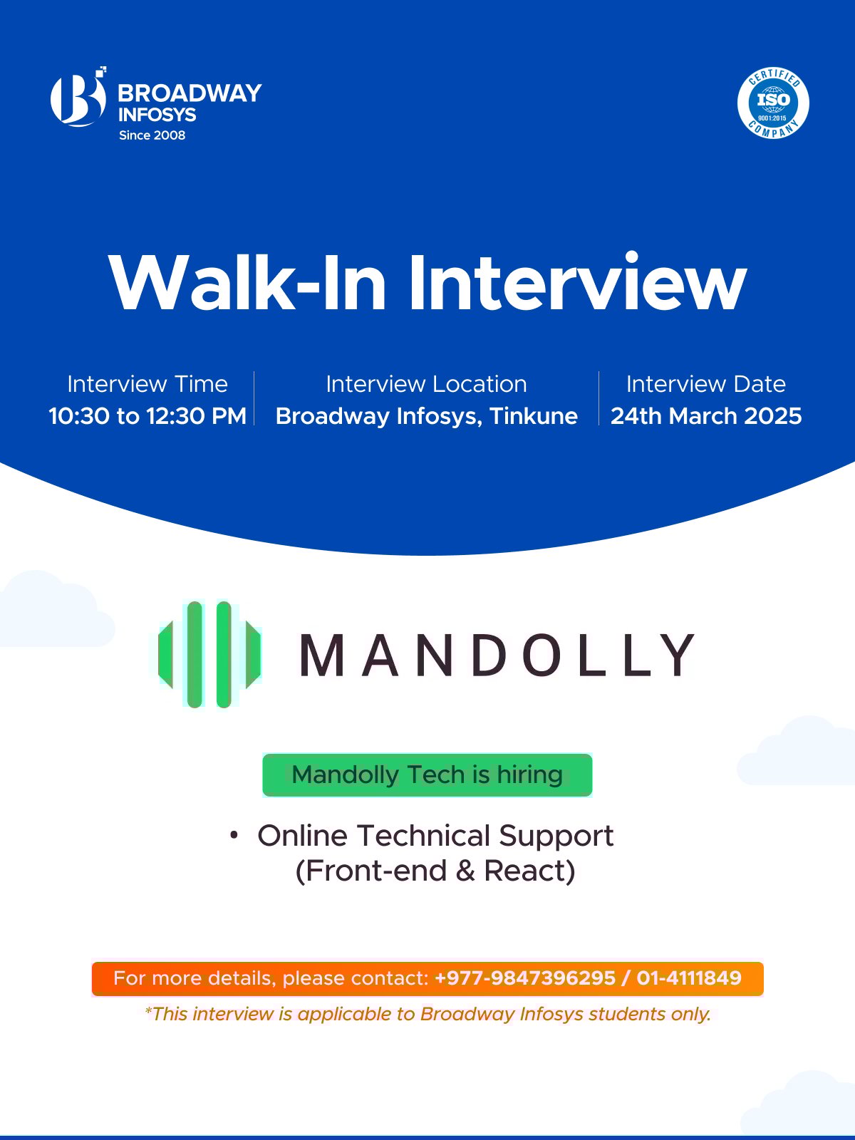 Walk-In-Interview Mandolly Tech Pvt. Ltd.