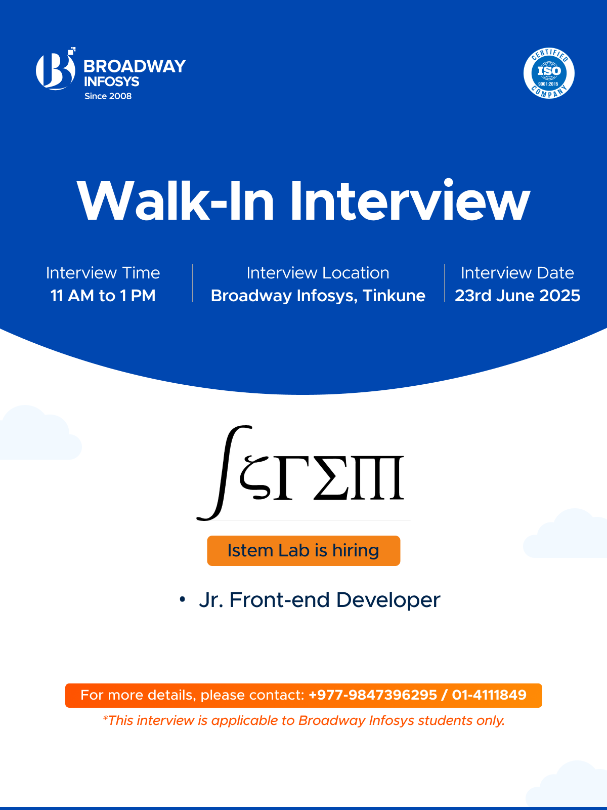 Walk-In Interview I. STEM LAB Pvt. Ltd.