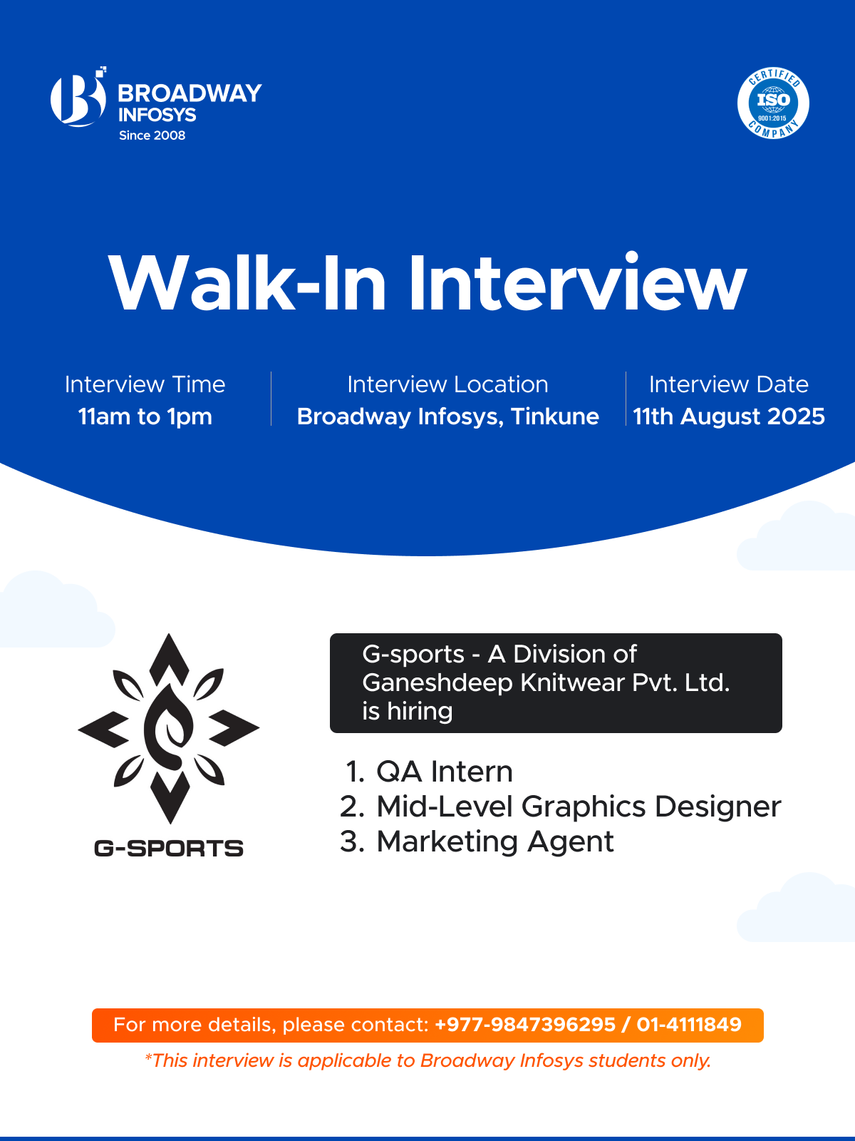 Walk-in Interview-G-sports - A Division of Ganeshdeep Knitwear Pvt. Ltd.
