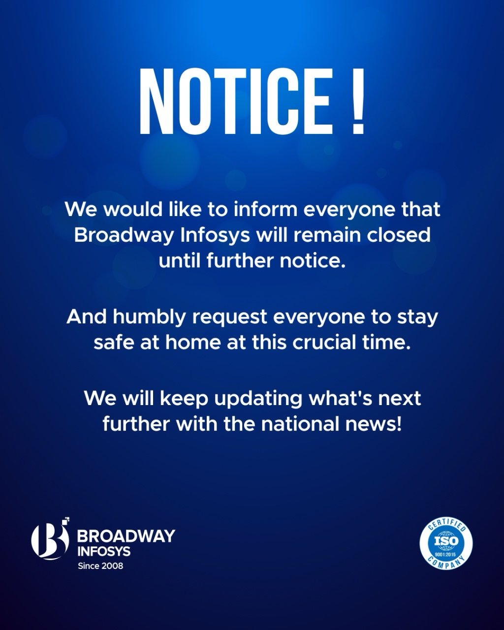 Important Update: Office Closed Until Further Notice!