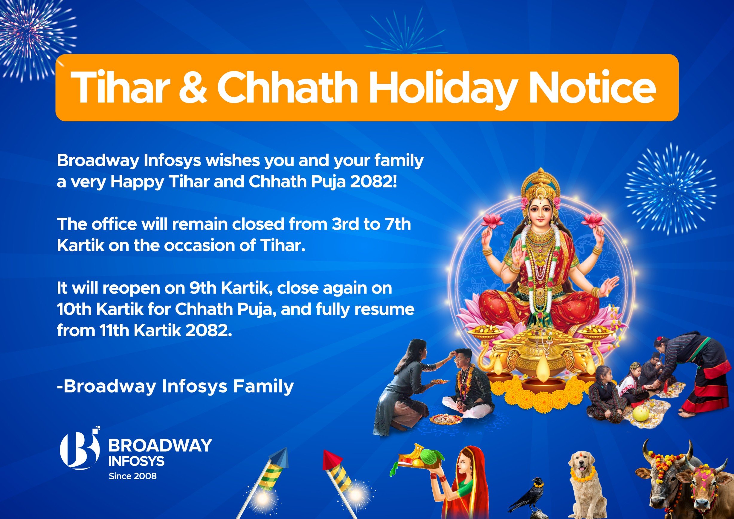 Tihar & Chhath Holiday Notice!