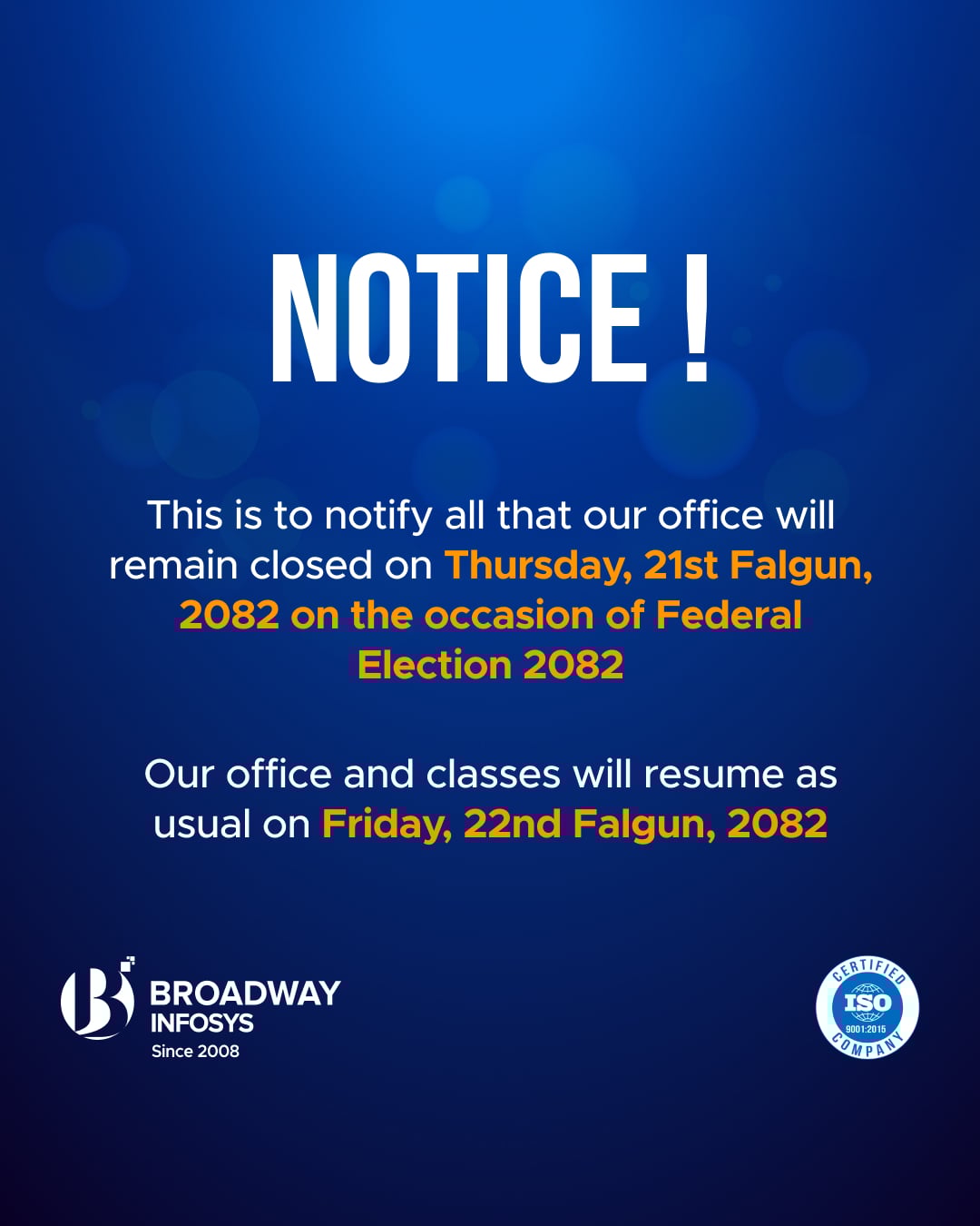 Notice Regarding Federal Election 2082